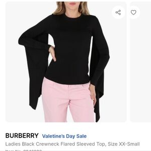 Burberry Black Flared Sleeve Crewneck Sweater. NWT. Authentic And Gorgeous.